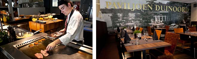 Gedekte tafel en Live Cooking bij Restaurant Paviljoen Duinoord